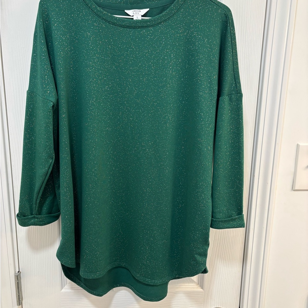Crown & Ivy Glittering Emerald Tunic